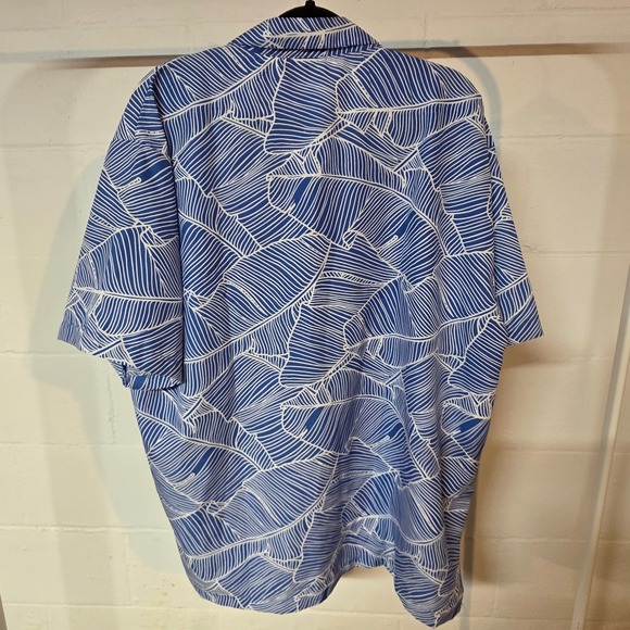 NWT Makani Hawaii Men XL Blue Banana Leaf Print 100% Microfiber Button Up Soft - Picture 9 of 9